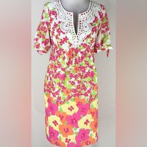 Lilly Pulitzer Floral Dress with Lace Detail
